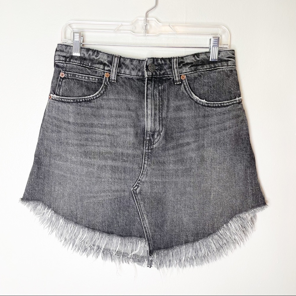 We The Free Free People Black Distressed Denim Mini Skirt Size 27